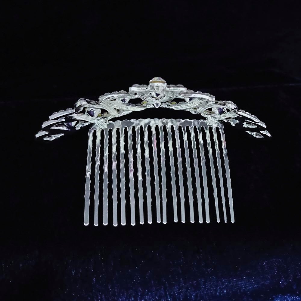 Kriaa Silver Plated White Austrian Stone Crown - 1507102