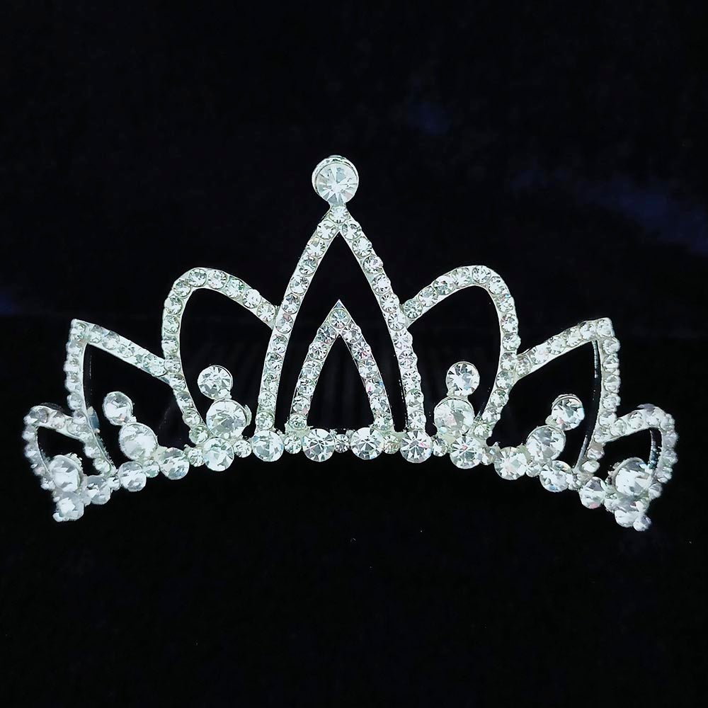 Kriaa Silver Plated White Austrian Stone Crown - 1507102
