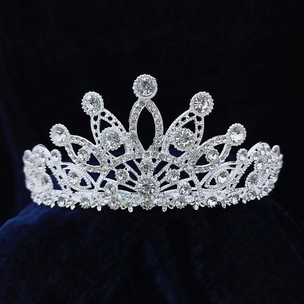 Kriaa Silver Plated White Austrian Stone Crown - 1507109A