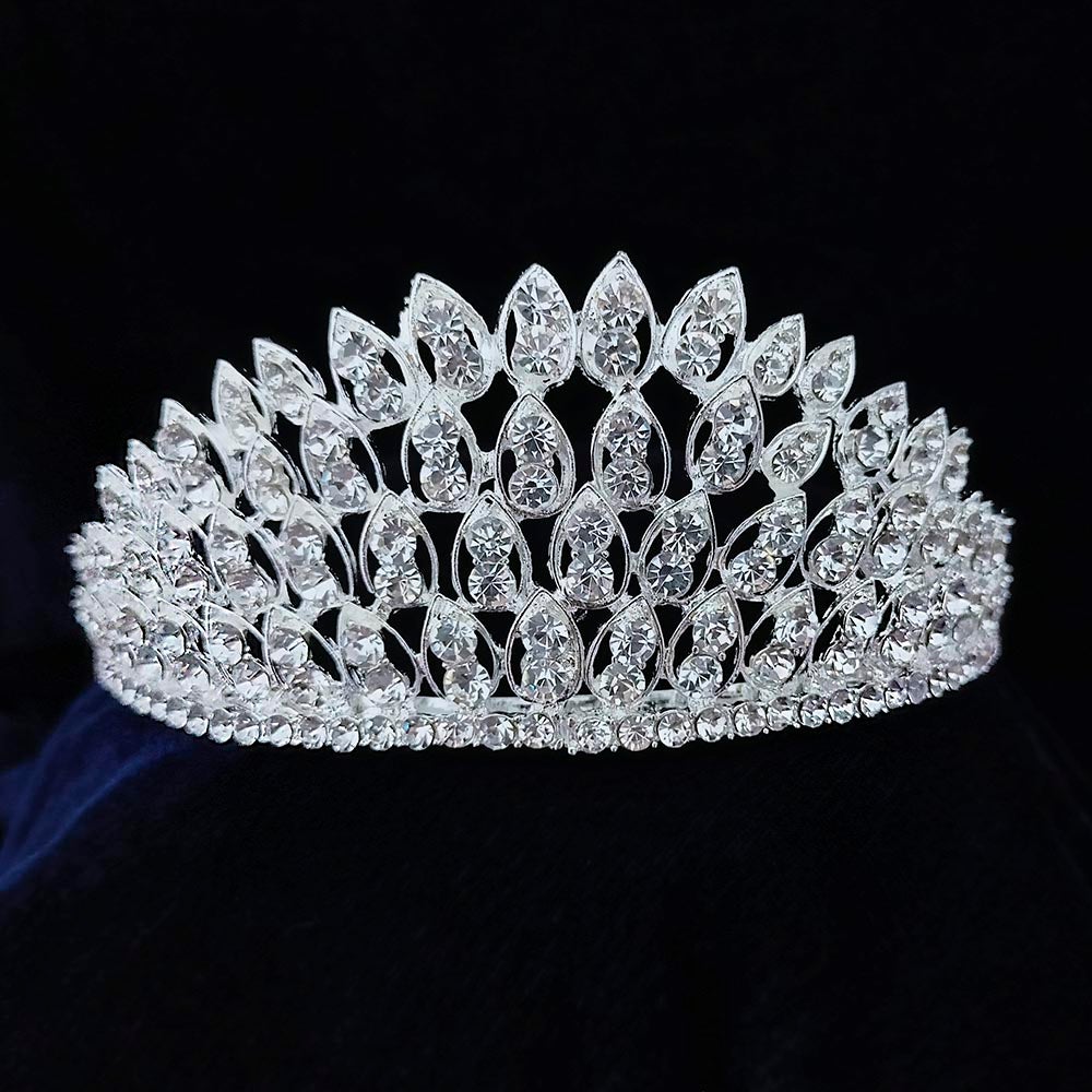 Kriaa Silver Plated White Austrian Stone Crown - 1507126