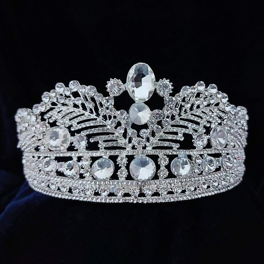 Kriaa Silver Plated White Austrian Stone Crown - 1507136