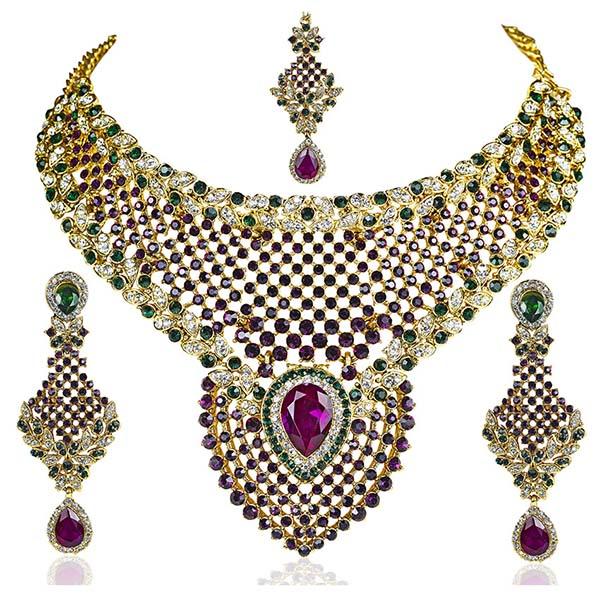 Mithya Austrian Stone Necklace Set with Maang Tikka - 2000112