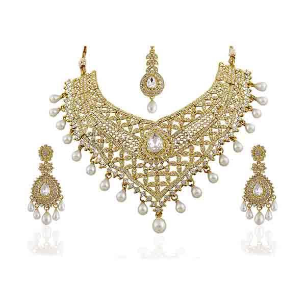 Vivaah Austrian Stone Necklace Set With Maang Tikka - 2000304