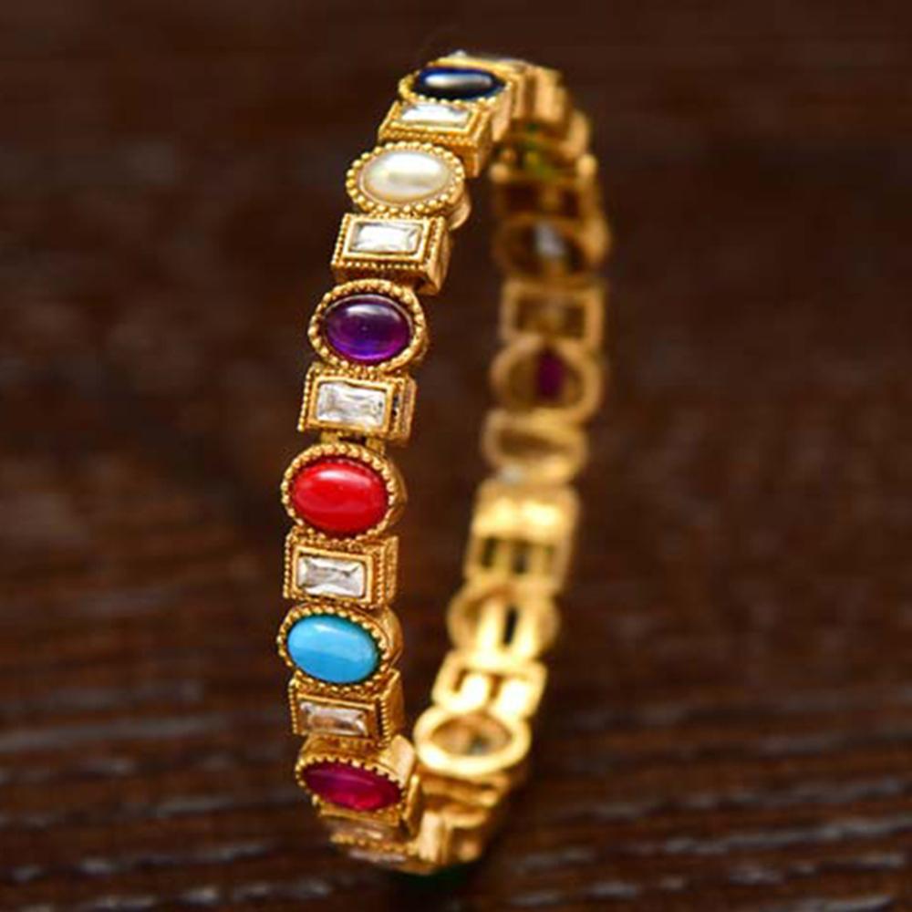 Varso Navratna Gold Polish Antique Kada - 206278