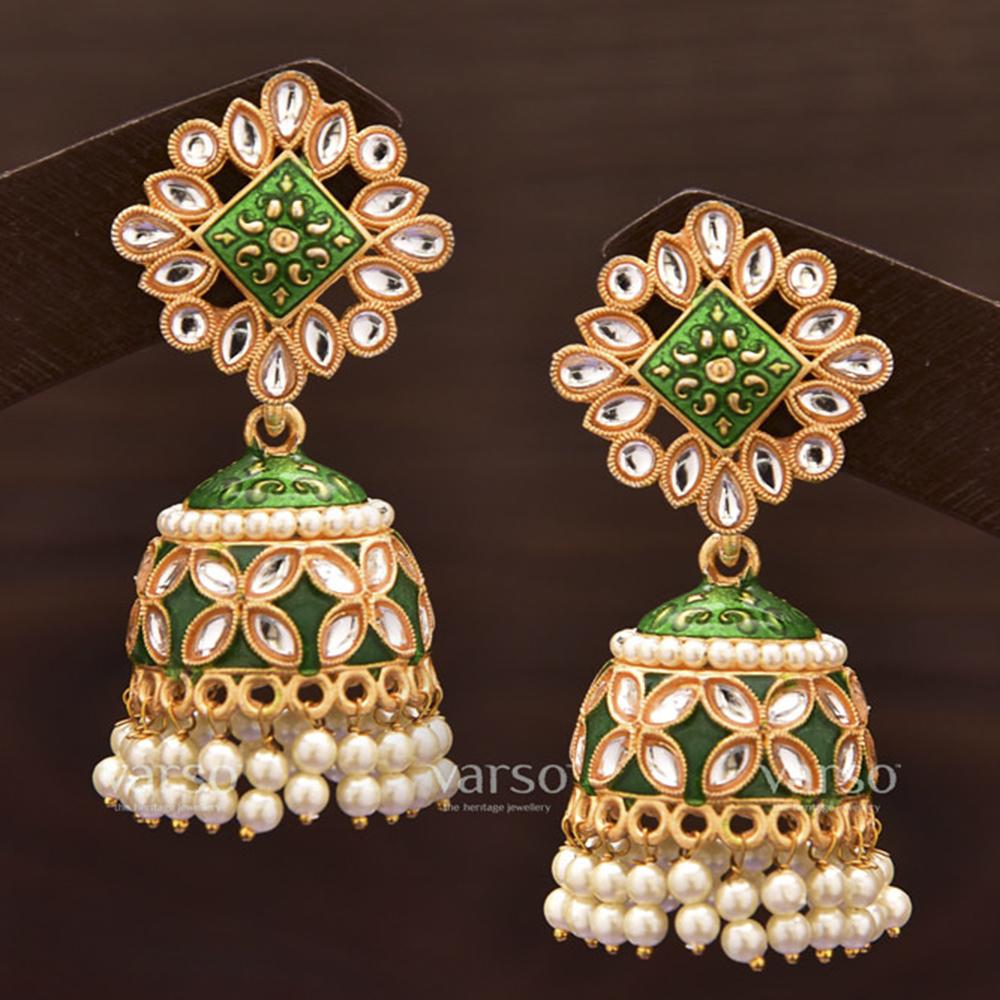Varso Jhumki Kundan Flower Cut Pearl Multicolour - 211277