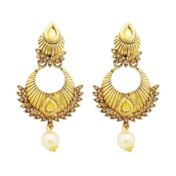 Jheel Austrian Stone Kundan Pearl Drop Dangler Earrings - 2900202A