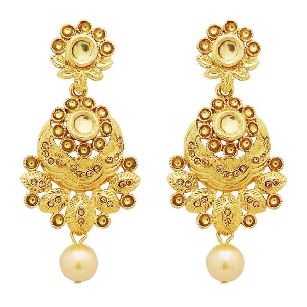 Jheel Kundan Stone Gold Plated Dangler Earrings - 2900225A