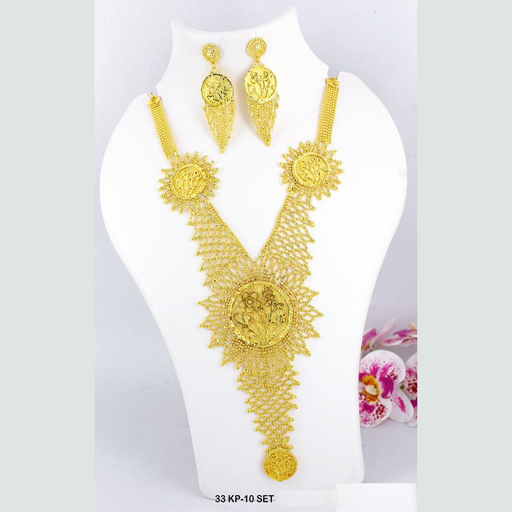 Mahavir Forming Gold Plated Long Necklace Set
