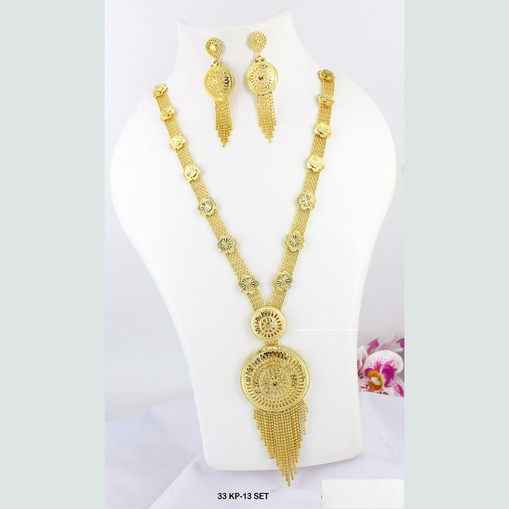 Mahavir Forming Gold Plated Long Necklace Set