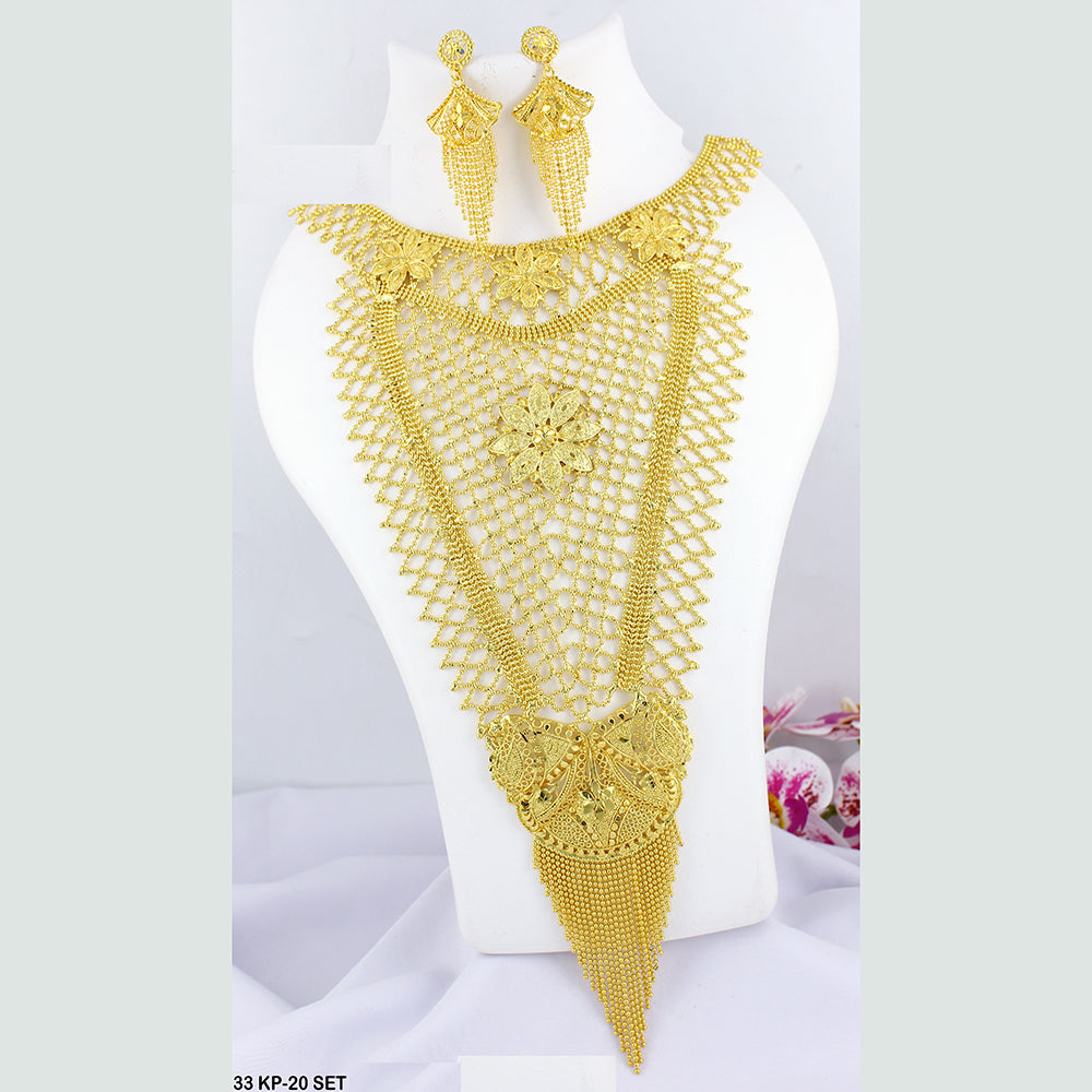 Mahavir Forming Gold Plated Long Necklace Set