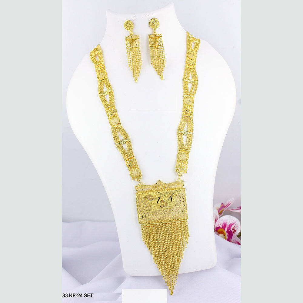 Mahavir Forming Gold Plated Long Necklace Set
