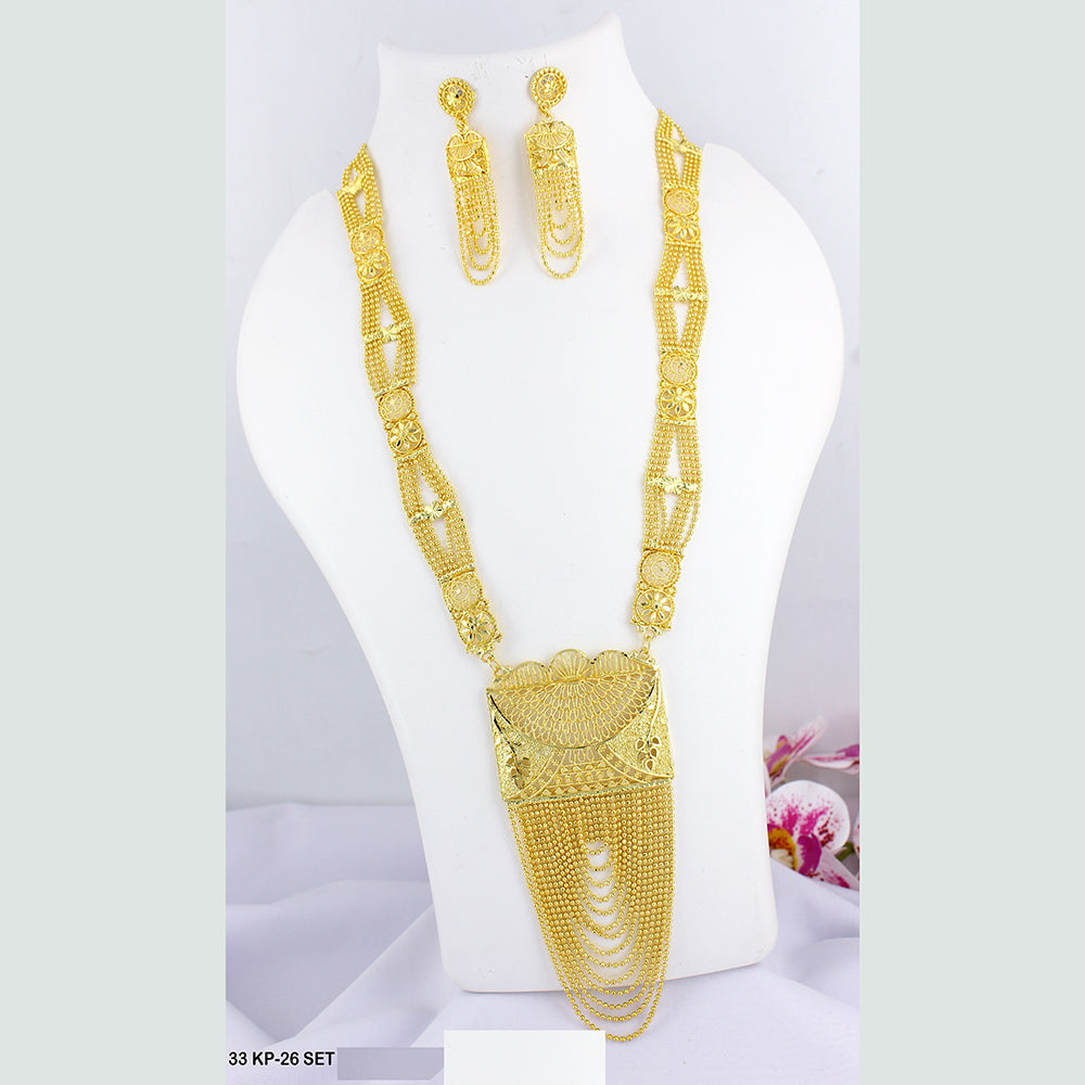 Mahavir Forming Gold Plated Long Necklace Set