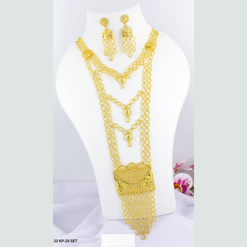 Mahavir Forming Gold Plated Long Necklace Set