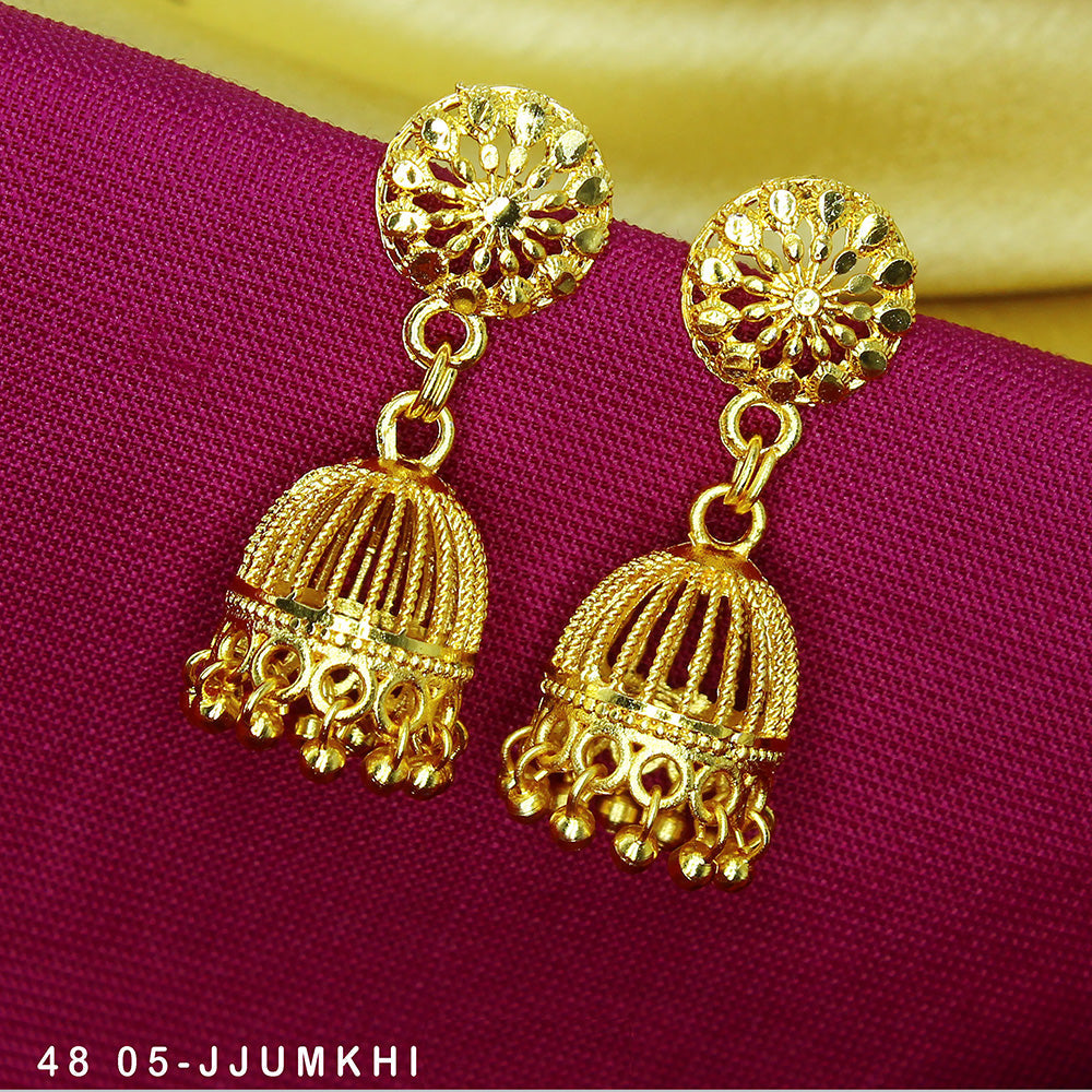 Mahavir Dye Gold Jhumki Earrings