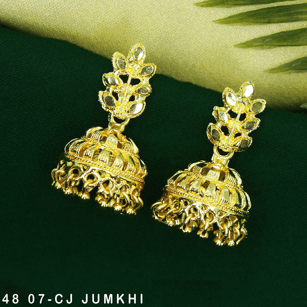 Mahavir Dye Gold Jhumki Earrings