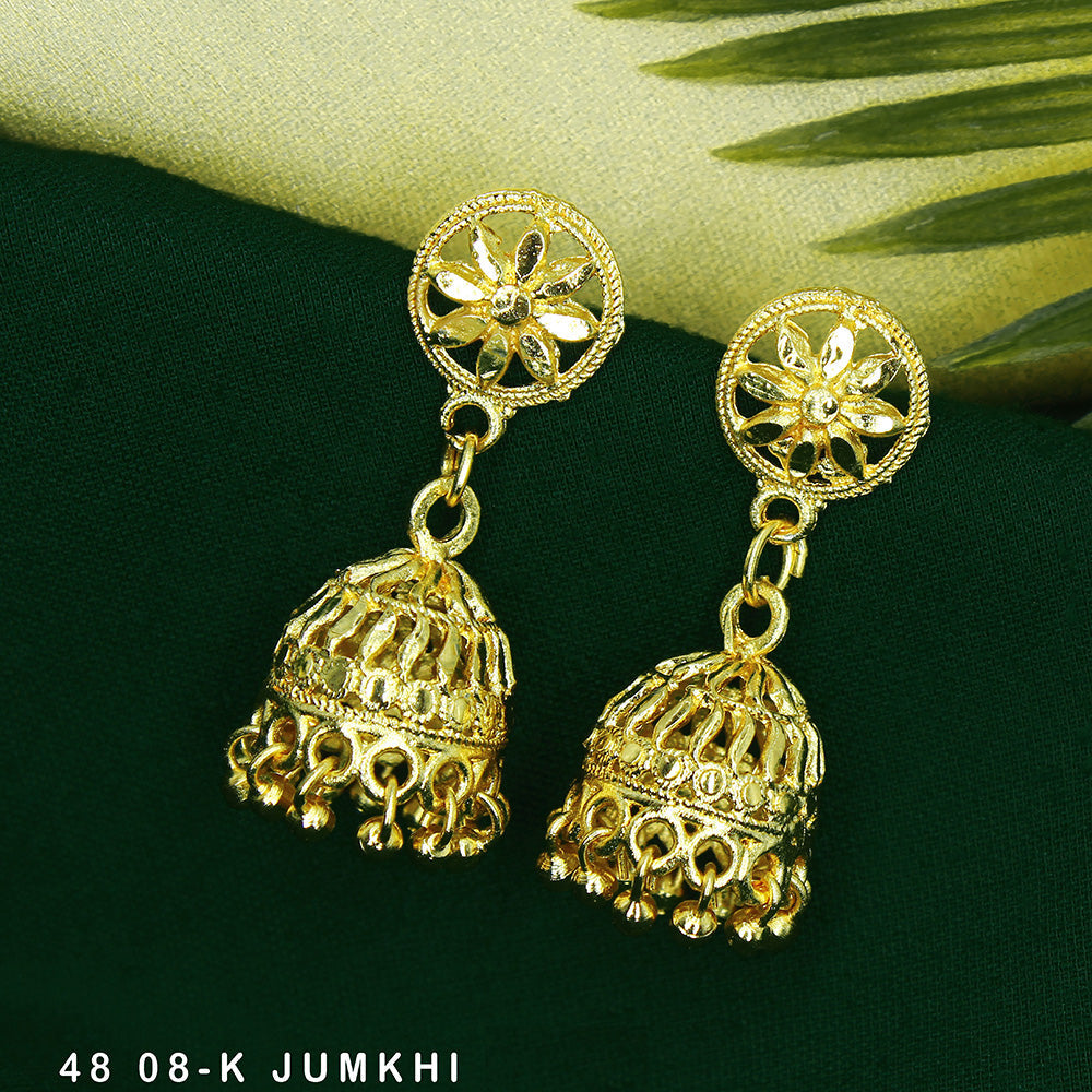 Mahavir Dye Gold Jhumki Earrings