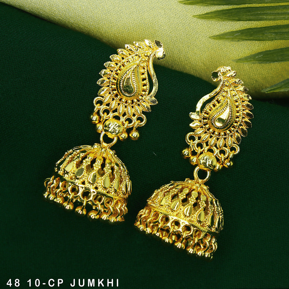 Mahavir Dye Gold Jhumki Earrings
