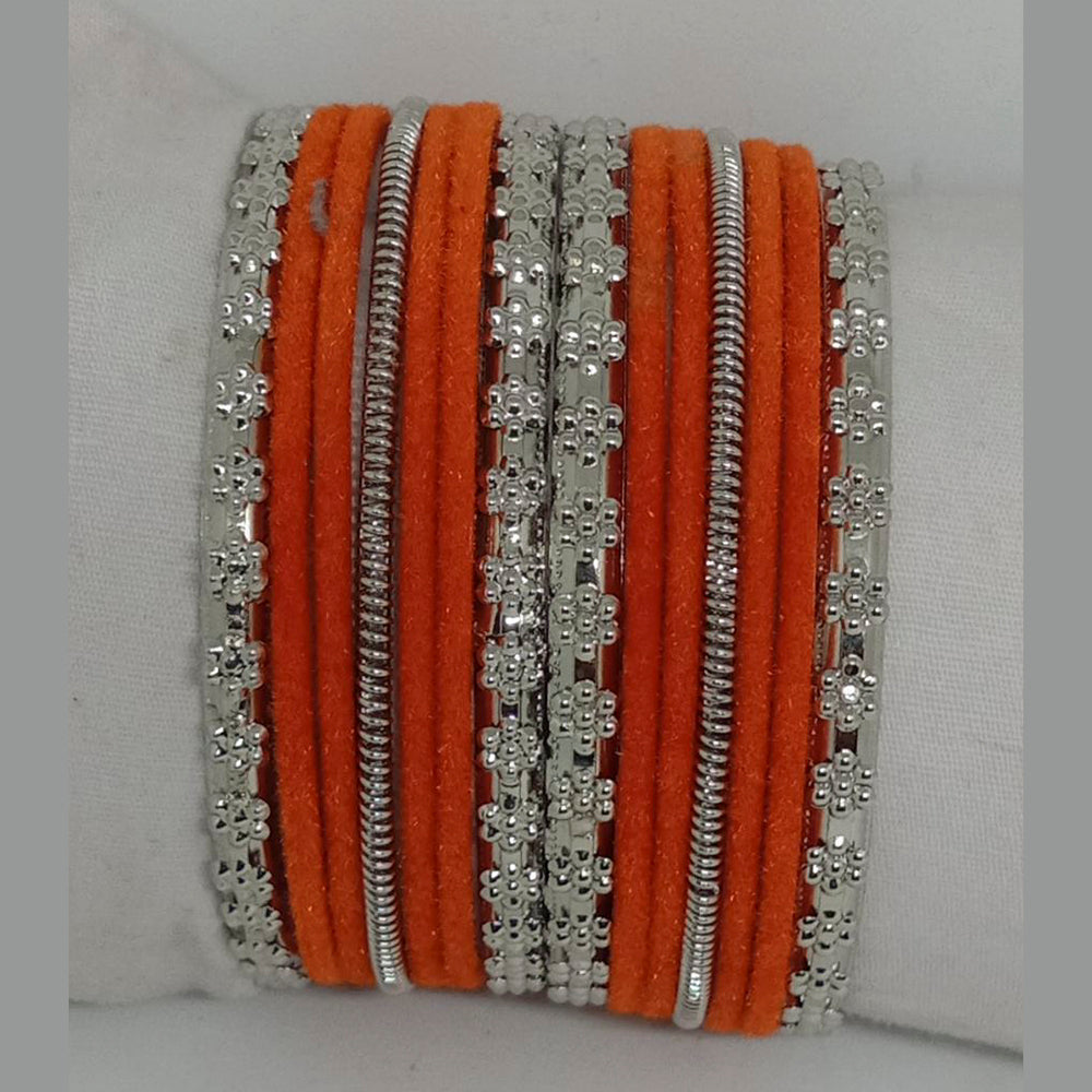 Shree Asha Bangles 14 Pieces in single bangle and Pack Of 12 Orange Color bangles Set