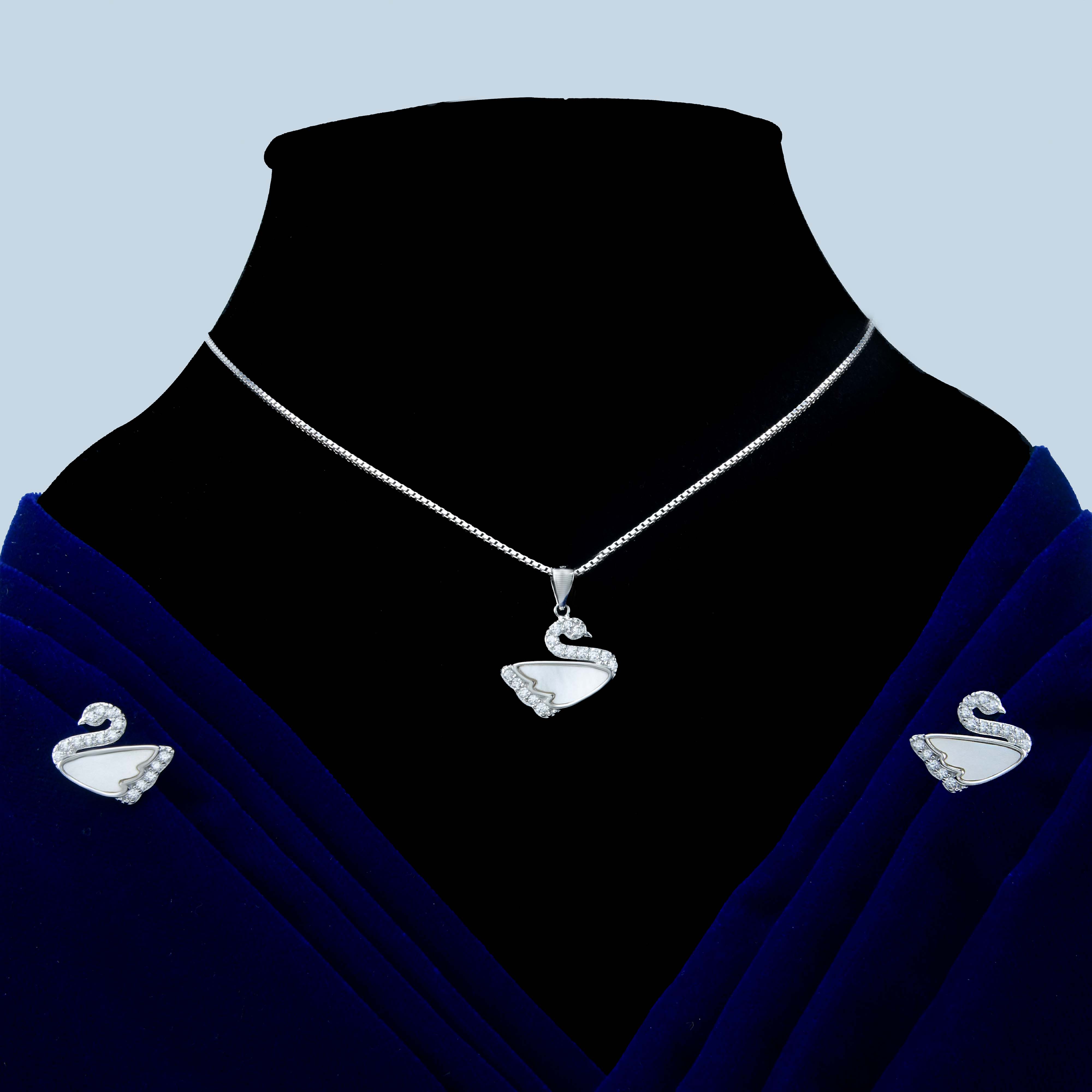 Nipura 925 Silver Dance of Swan Pendant-set (Whithout Chain)