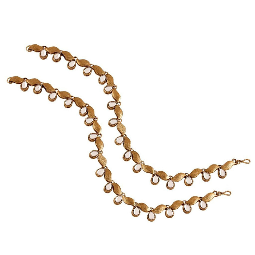 Etnico Gold Plated Kundan & Stone Studded Payal/Anklets for Women & Girls (A006W)
