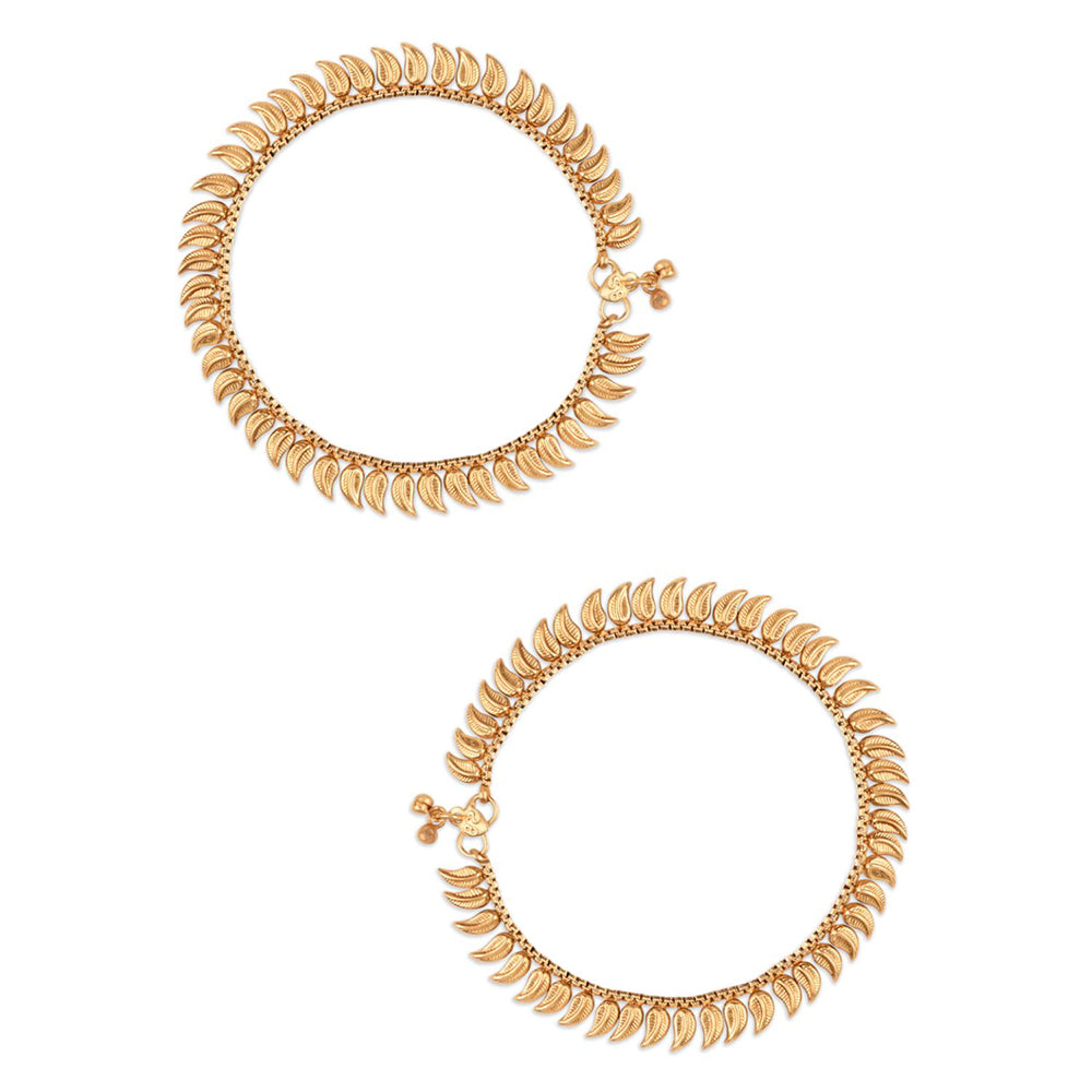Etnico Traditional Gold Plated Payal Anklet For Girls & Women (A048FL)