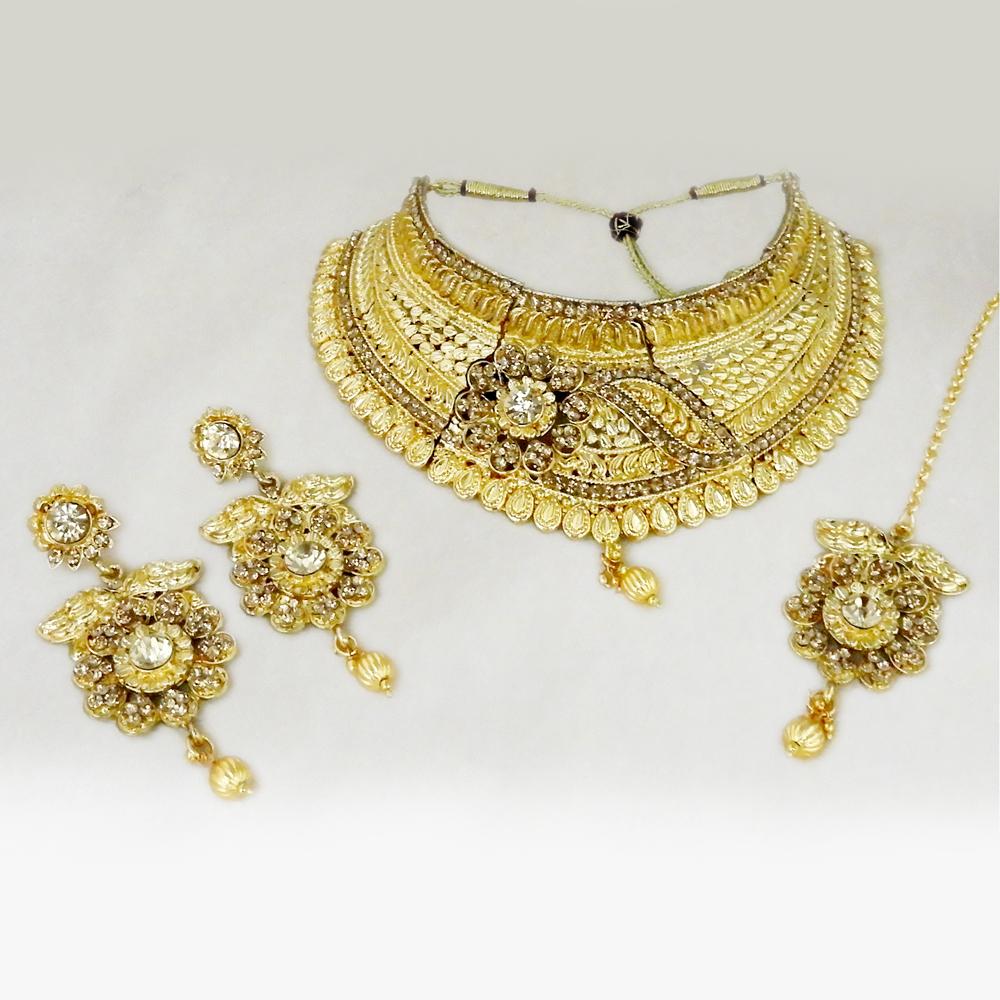 Amina Creation Choker Necklace Set With Maang Tikka - 1107912A