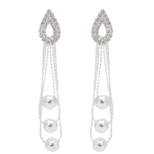 The99Jewel Austrian Stone Rhodium Plated Dangler Earrings - 1301150