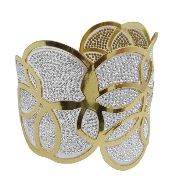 Urthn Gold Plated White Austrian Stone Kada - 1402904A