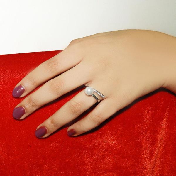 Urthn Austrian Stone And Pearl Adjustable Ring - 1501811B