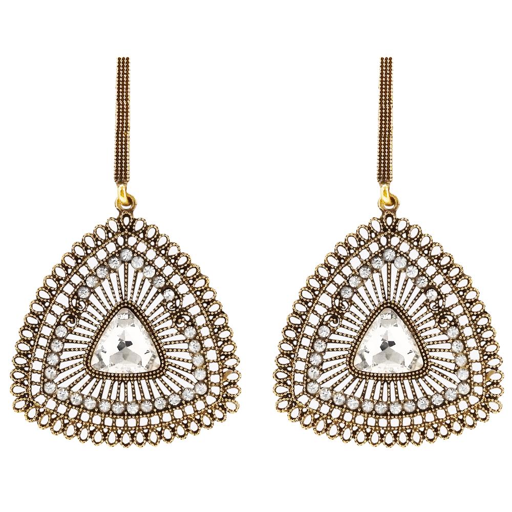 Urthn Austrian Stone Antique Gold Plated Dangler Earrings - 1311201A