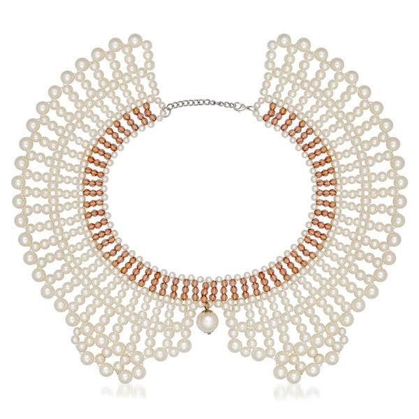 Beadside Crystal Beads Pearl White Necklace - 1111105