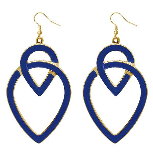Urthn Blue Enamel Gold Plated Dangler Earrings - 1310124A