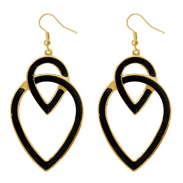 Urthn Black Enamel Gold Plated Dangler Earrings - 1310124C