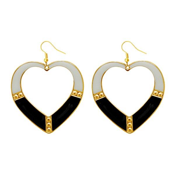 Urthn Black Enamel Gold Plated Dangler Earrings - 1310125A