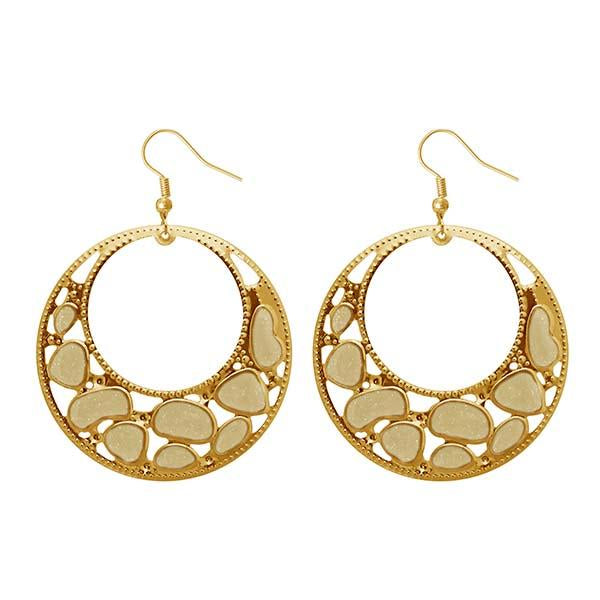 Urthn White Enamel Gold Plated Dangler Earrings - 1310127C
