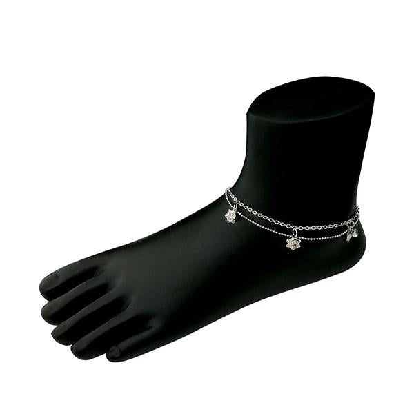 Urthn Austrian Stone Rhodium Plated Anklet - 1501729B