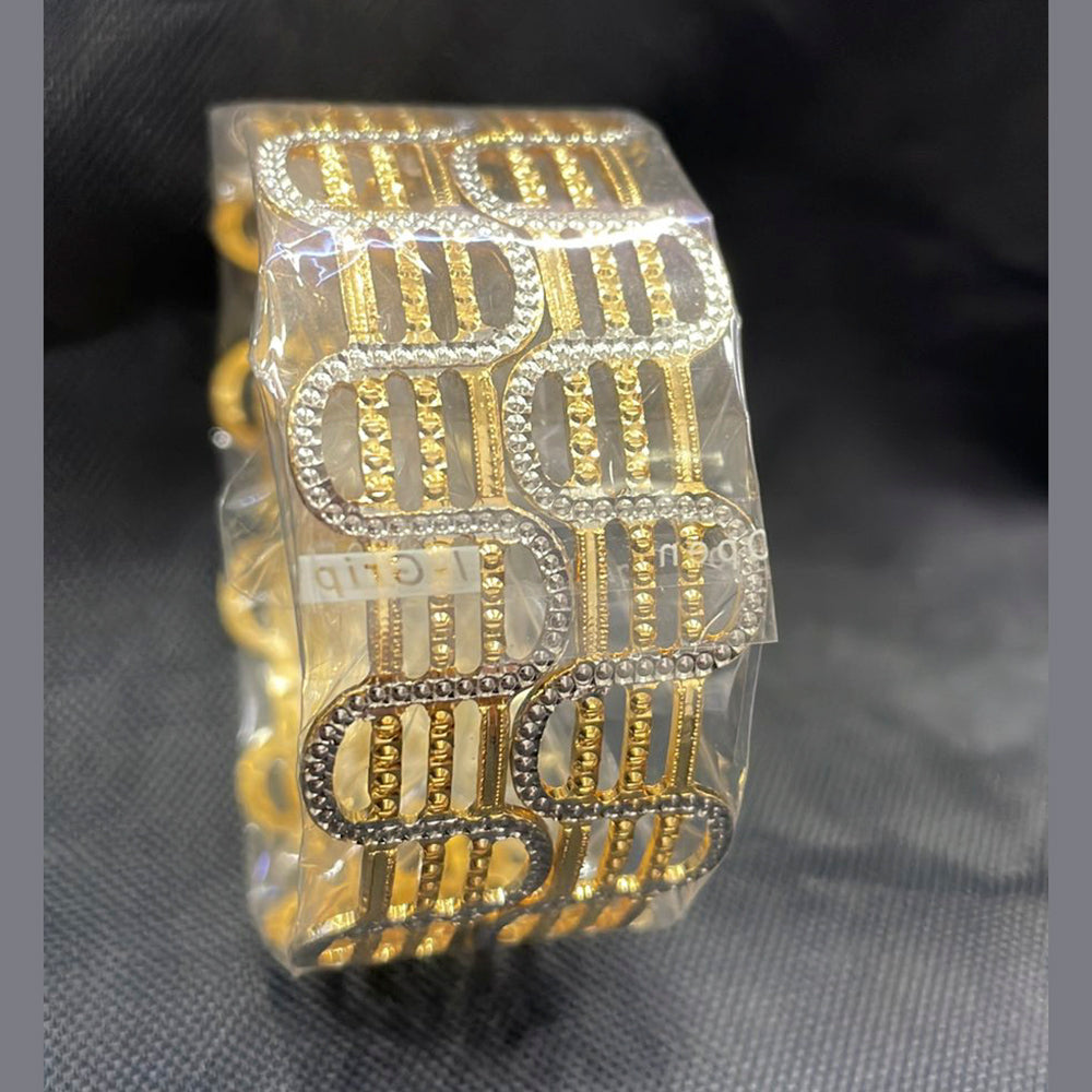 Ajanta Bangles Forming Look 2 Tone Gold & Silver Plated Pack of 12 Designer Bangles Set