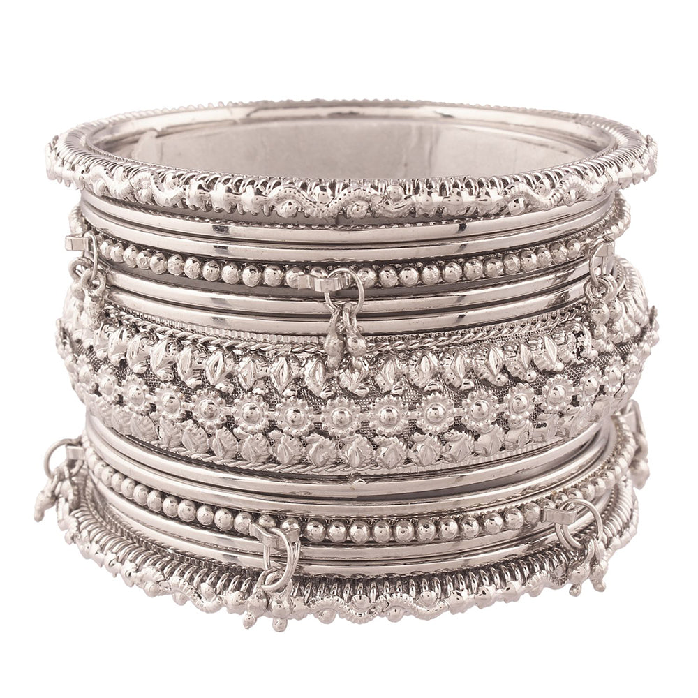 Etnico Traditional Gold & Silver Plated Combo Bangles for Women (ADB153-154COa)