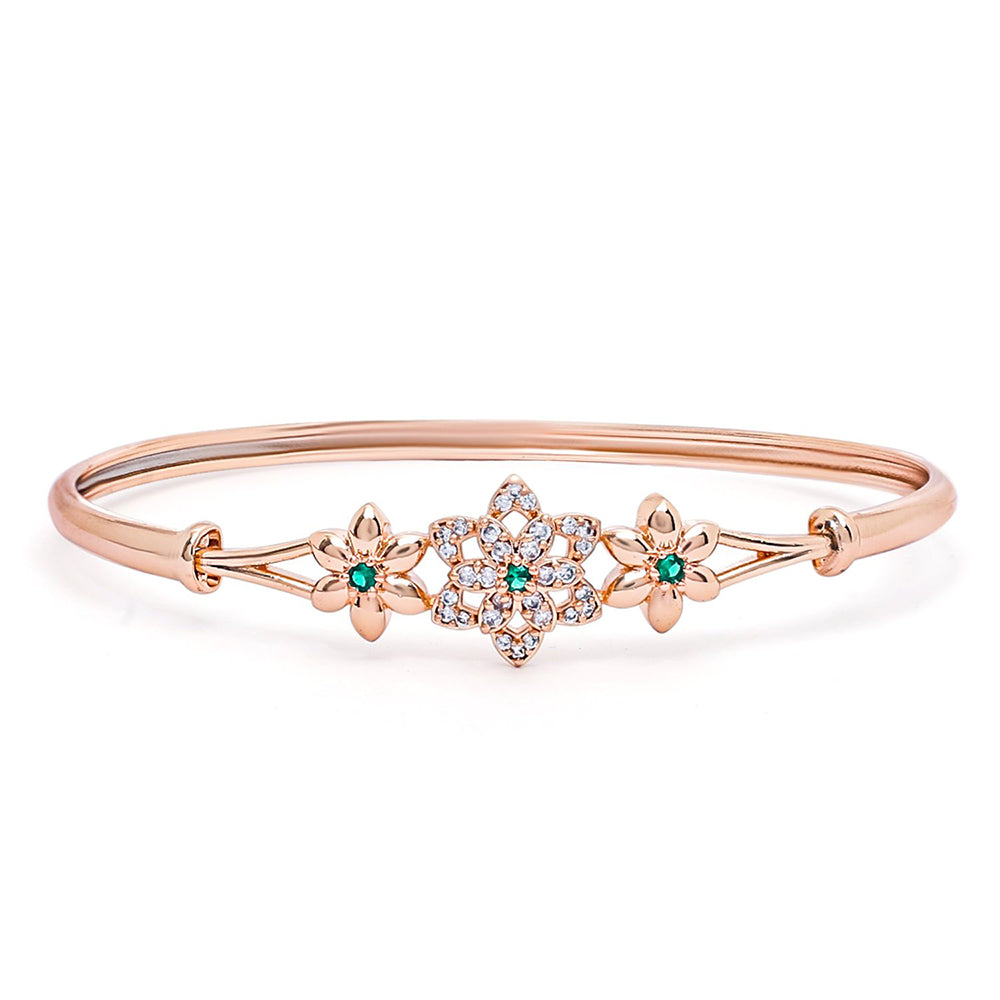 Etnico Rose Gold Plated Cubic Zirconia Bracelet Jewellery for Women & Girls (ADB190G)
