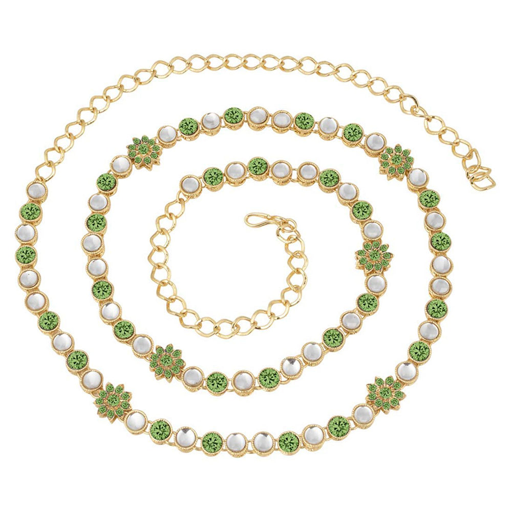 Etnico 18k Gold Plated Kundan & Stone Studded Kamarband/Waist Belly Chain for Women (B003P)