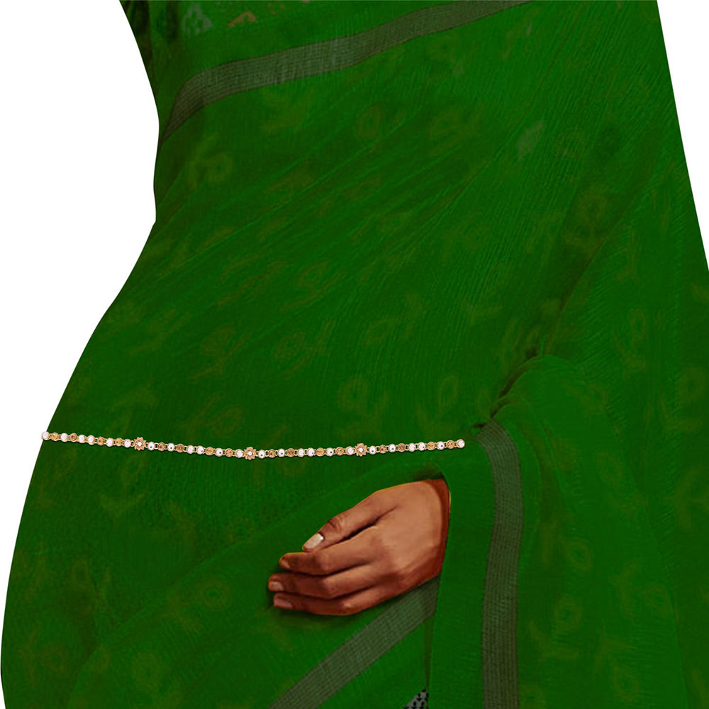 Etnico 18k Gold Plated Ethnic Kundan Stone Studded Kamarband/Waist Belly Chain for Women (B017)