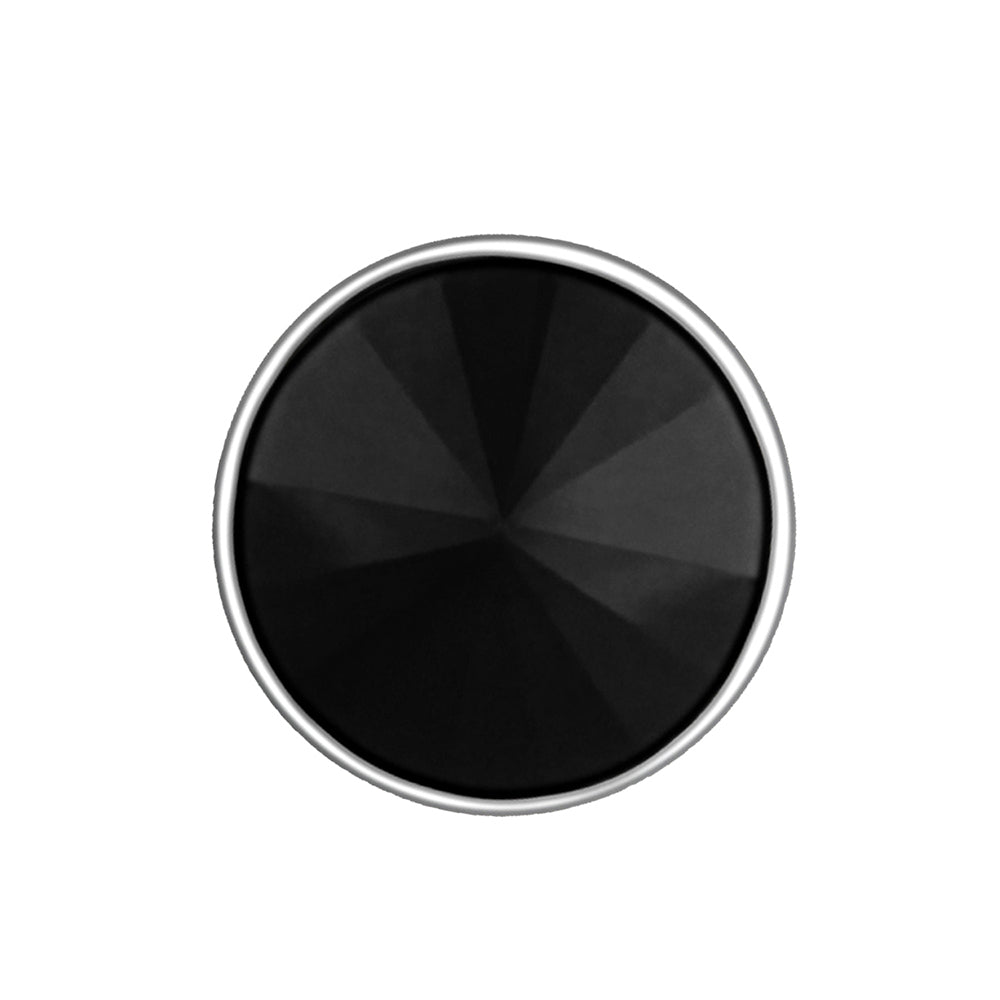 Mahi Rhodium Plated Black Swarovski Crystal Round Piercing Single Stud Mens Earrings (BB1101003RBla)