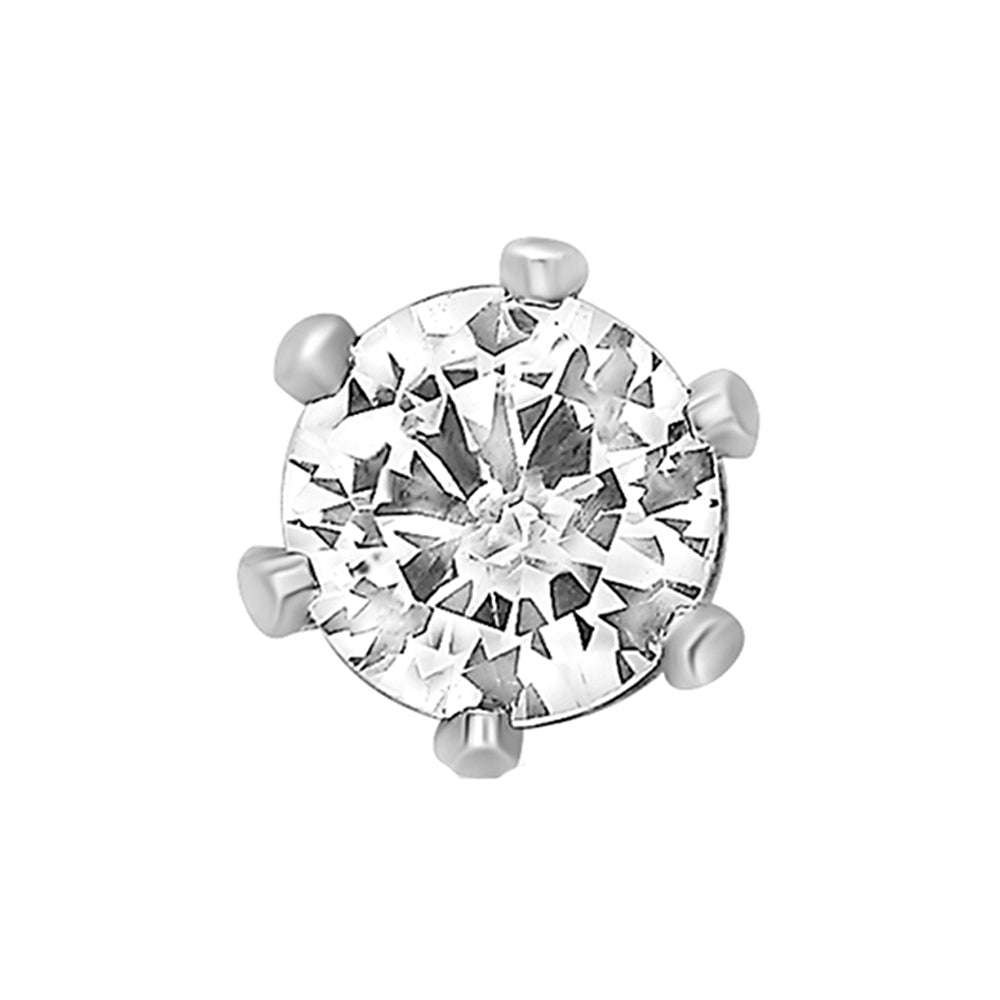 Mahi Rhodium Plated Sparkling Single Crystal Roud Piercing Single Stud Mens Earrings (BB1101004R)