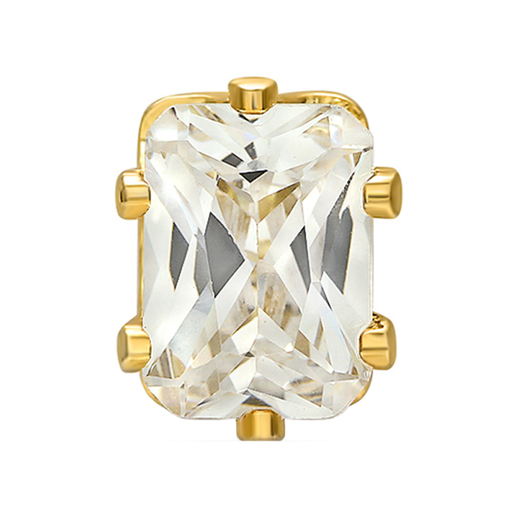 Mahi Gold Plated Rectangle White Earrings Black Crystal Piercing Mens Earrings (BB1101008GWhi)