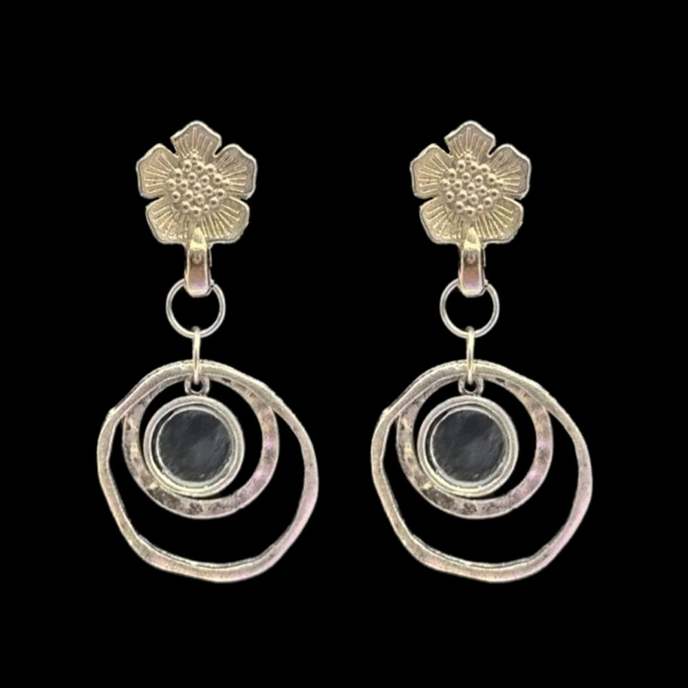 Blythediva Pack Of 3 Oxidised Plated Floral Dangler Earrings