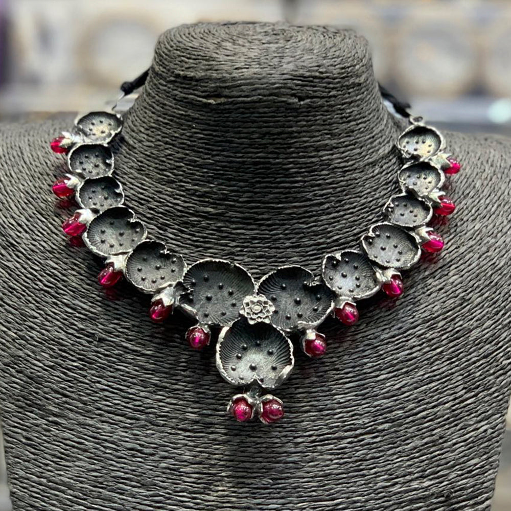 Blythediva Oxidised Plated Pack Of 3 Choker Necklace Set