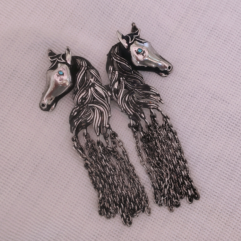 Mahi Antique Rosegold Plated Dual Horse Shaped Tassel Chain Sherwani Brooch for Men (BP1101095R)