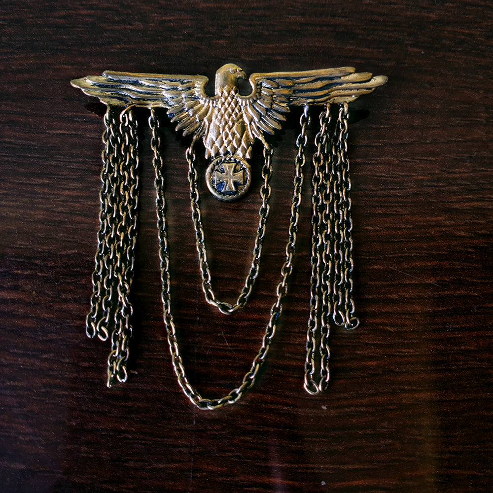 Mahi Antique Gold Plated Flying Eagle Chain Sherwani Brooch for Men (BP1101097G)