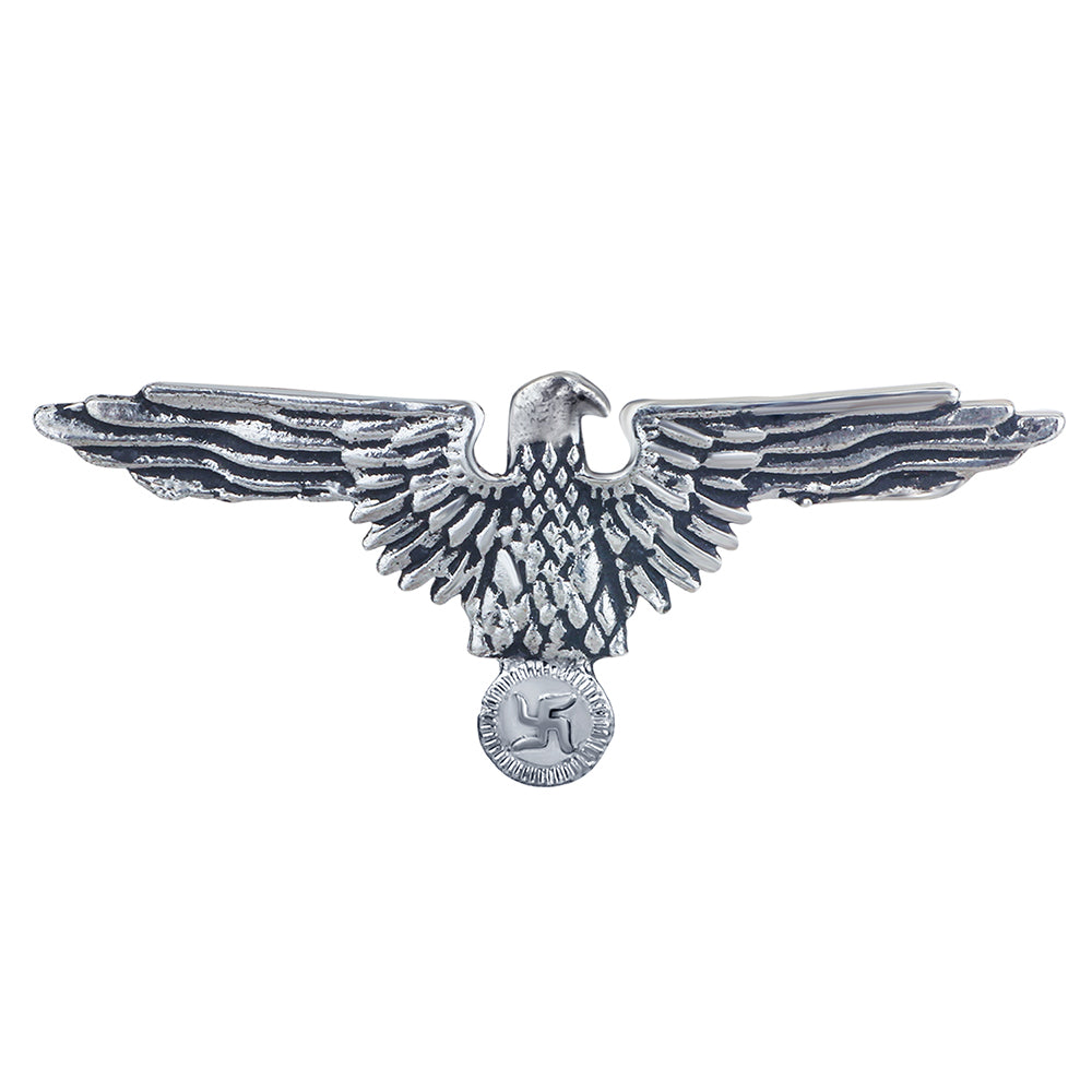 Mahi Oxidized Rhodium Plated Swastik and Flying Eagle Shaped Brooch for Men (BP1101109R)