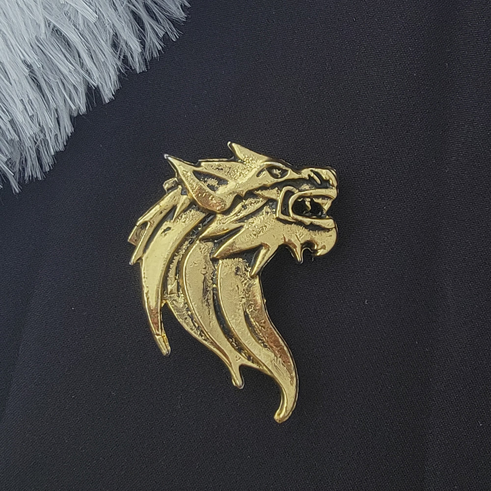 Mahi Gold Plated Lion Face Shaped Classic Blazer Pin Brooch for Men (BP1101113G)